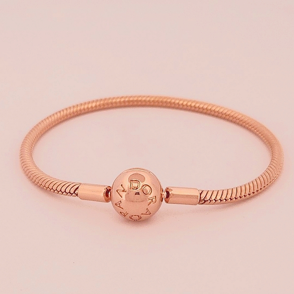 Pandora Moments Rose Gold Snake Chain Charm Bracelet